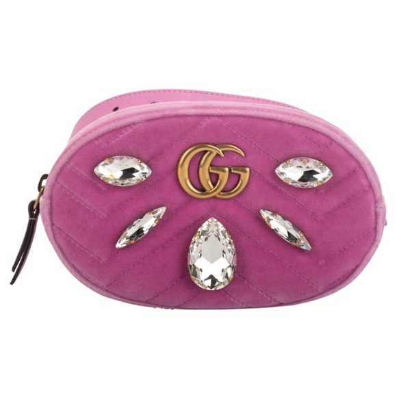 Limited Edition Gucci Pink Velvet with crystals beltbag: size 85cm 34” - Picture 3 of 6